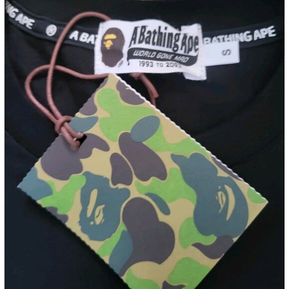 Bape A Bathing Ape men's Black Short Sleeves Crew Neck T-shirt  Size S - Picture 7 of 9